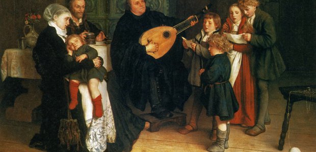 „Luther im Kreise seiner Familie musizierend“ – Historienbild von Gustav Spangenberg, um 1875.