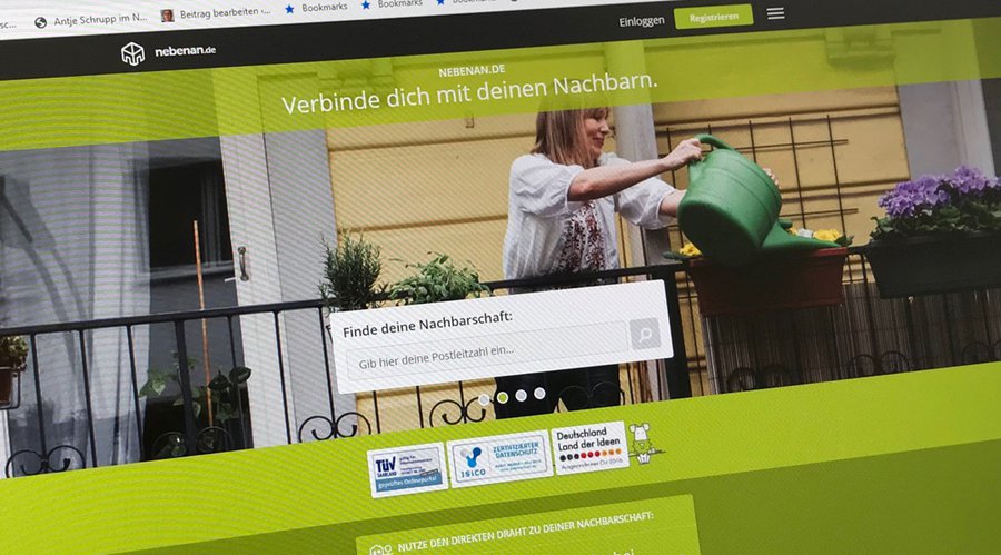 Hilft dabei, in der Nachbarschaft Leute kennenzulernen: Das soziale Netzwerk nebenan.de. | Foto: Antje Schrupp