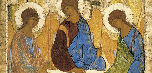 Die Dreifaltigkeitsikone von Andrej Rubljow (etwa 1411) zeigt drei Engel als Personen der Dreieinigkeit: einander ähnlich, aber nicht gleich. Vermutlich sitzt links Gott-Vater, in der Mitte Jesus und rechts der Heilige Geist.