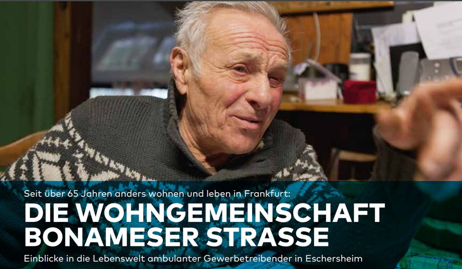 Dieter Robert Gärtner ist heute der älteste Bewohner des Wohnwagenplatzes Bonameser Straße. Eine neue Broschüre informiert über das Projekt.