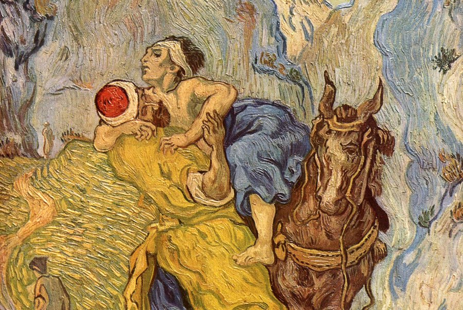 Der "barmherzige Samariter" aus der Bibel wurde zum Beispiel für die zivilisatorische Kraft der uneigennützigen Hilfe schlechthin. Hier ein Bild von Vincent Van Gogh (Ausschnitt), inspiriert von Eugène Delacroix. | Foto: gemeinfrei