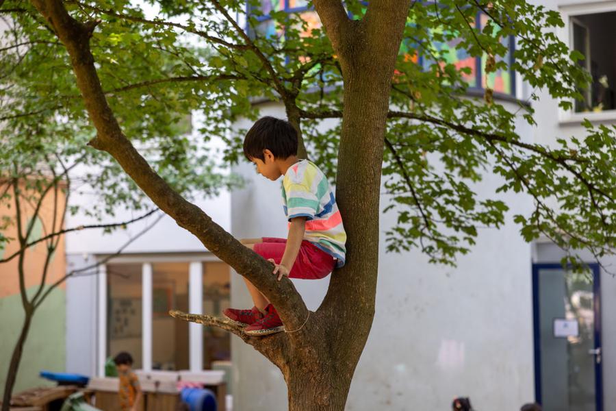 Raum für Bewegungsdrang: Bäumeklettern im Kinder- und Familienzentrum Innenstadt der Diakonie. | Foto: Rolf Oeser