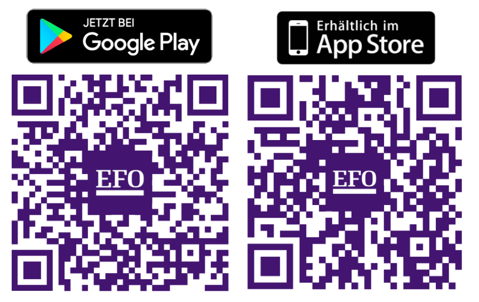 Die EFO-App ist im Apple App-Store und im Google PlayStore erhältlich