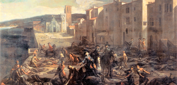Vor allem die Pest sorgte immer wieder für Epidemien, die Menschen sowohl vor medizinische als auch vor Sinnfragen stellten. Dieses Gemälde von Chevalier Roze à la Tourette zeigt die Pest in Marseille 1720. | cc gemeinfrei
