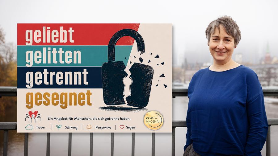 "geliebt. gelitten. getrennt. gesegnet." – am 26.9.2026 bietet MainSegen Rituale und Segen für Menschen mit Trennungserfahrung. Katja Föhrenbach ist eine von zwei Pfarrerinnen, die das Projekt "MainSegen" leiten.  |  Foto: Tamara Jung-König