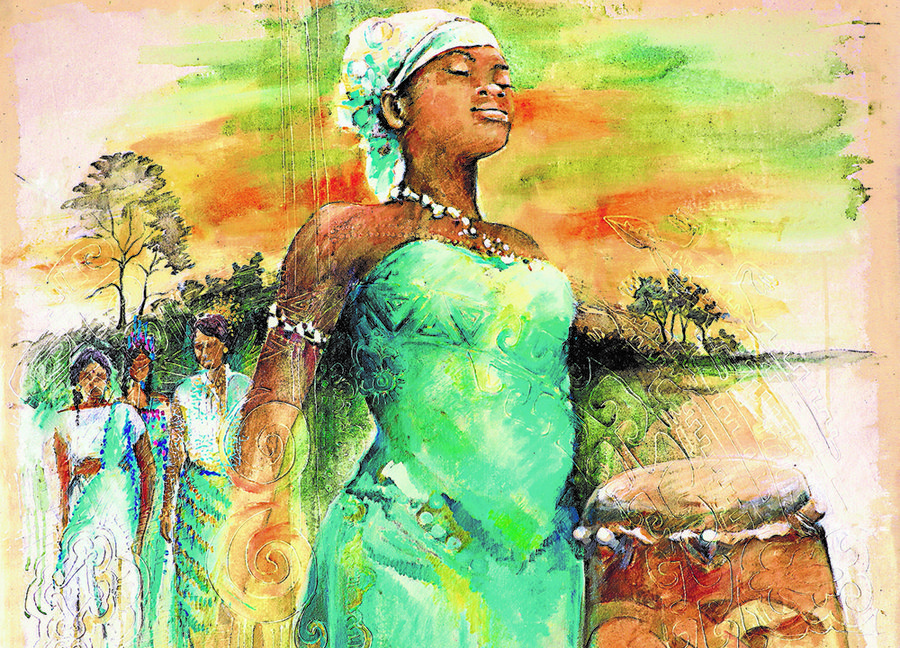 Bildausschnitt aus "Gran tangi gi Mama Aisa (In gratitude to mother Earth)", Sri Irodikromo, © Weltgebetstag der Frauen – Deutsches Komitee e.V.