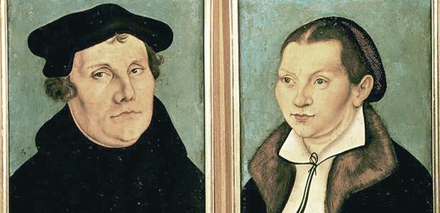 Martin Luther und Katharina von Bora als biederes Ehepaar. Cranachs Bilder und Illustrationen waren immer auch Werbung für die Reformation.