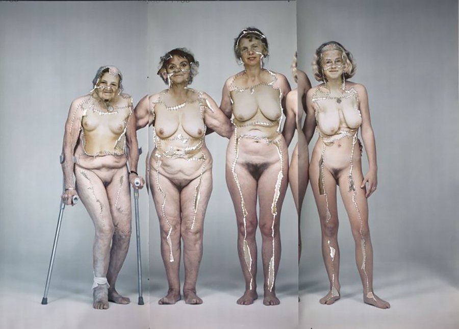 „Generativ“: In dieser Collage mischte die Künstlerin Annegret Soltau die Körper von vier Generationen ihrer Familie: den eigenen, den ihrer Tochter, ihrer Mutter und ihrer Großmutter. Foto mit frdl. Genehmigung der Künstlerin.
