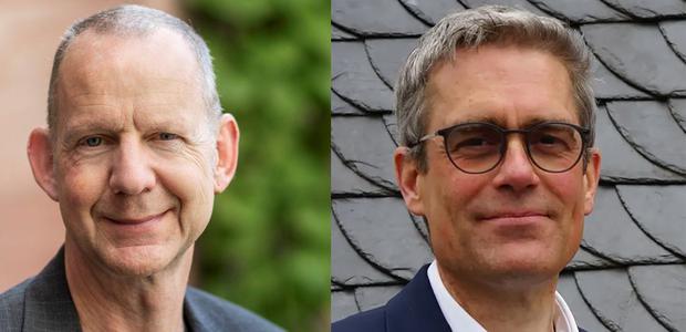 Stadtdekan Holger Kamlah und Michael Thurn, Leiter der Katholischen Stadtkirche Frankfurt