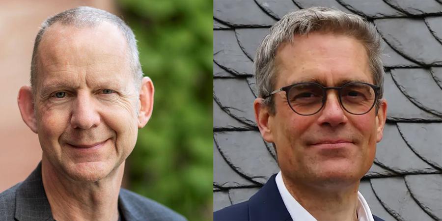 Stadtdekan Holger Kamlah und Michael Thurn, Leiter der Katholischen Stadtkirche Frankfurt